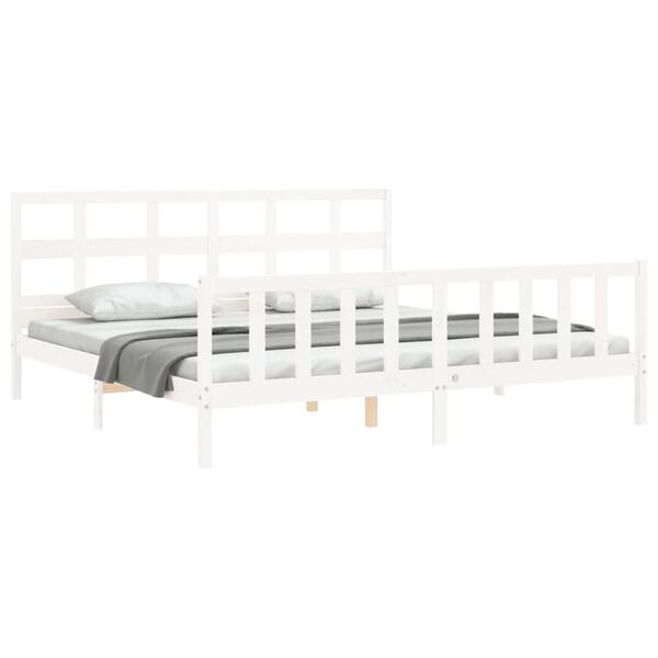 vidaXL Cadre de lit sans matelas blanc bois massif de pin