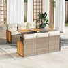vidaXL Salon de jardin avec coussins 7 pcs beige r&eacute;sine tress&eacute;e acacia