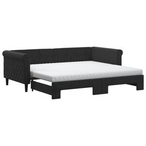 vidaXL Lit de jour avec gigogne et matelas noir 90x190 cm velours