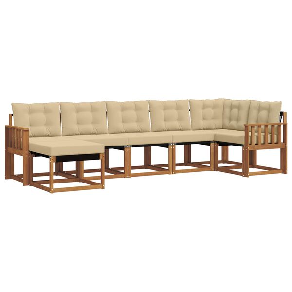 vidaXL Ensemble de canap&eacute;s d'ext&eacute;rieur 7 pcs Naturel et Beige