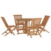 vidaXL Mobilier &agrave; d&icirc;ner d'ext&eacute;rieur pliable 5 pcs Bois solide de teck