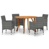 vidaXL Ensemble &agrave; manger de jardin 5 pcs Gris