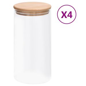 vidaXL Pots de conservation en verre couvercle en bambou 4 pcs 1200 ml