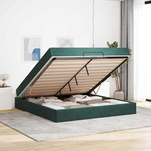 vidaXL Cadre de lit avec matelas avec matelas 2 pcs Vert Velours
