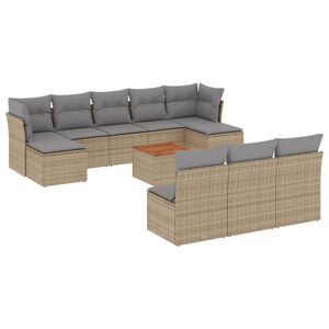 vidaXL Salon de jardin 11 pcs avec coussins beige r&eacute;sine tress&eacute;e