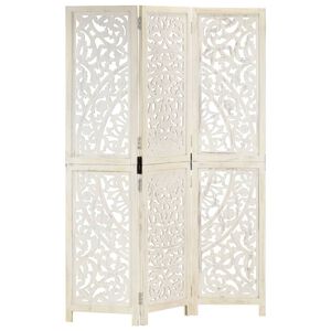 vidaXL Cloison de s&eacute;paration 3 panneaux Blanc 120x165 cm Bois manguier