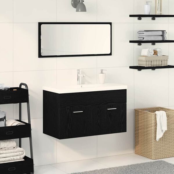 vidaXL Cabinet de salle de bain Ch&ecirc;ne noir 80 x 38,5 x 46 cm