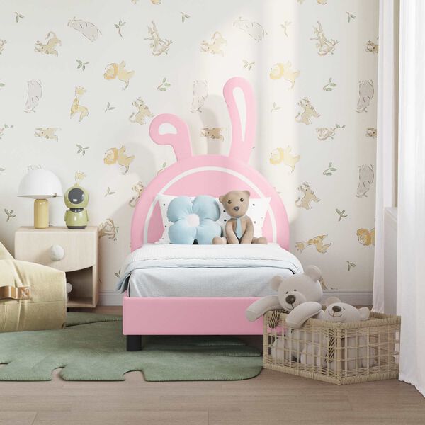 vidaXL Cadre de lit pour tout-petit avec t&ecirc;te de lit Rose 70 x 140 cm