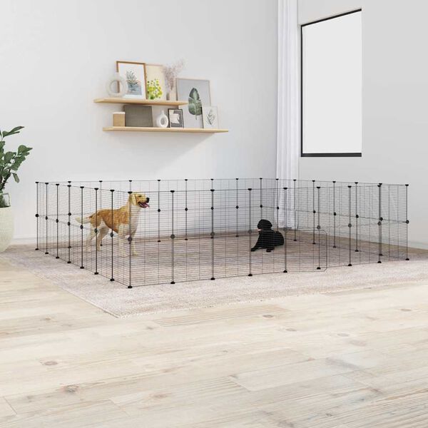 vidaXL Cage animaux de compagnie à 60 panneaux et porte Noir 35x35 cm