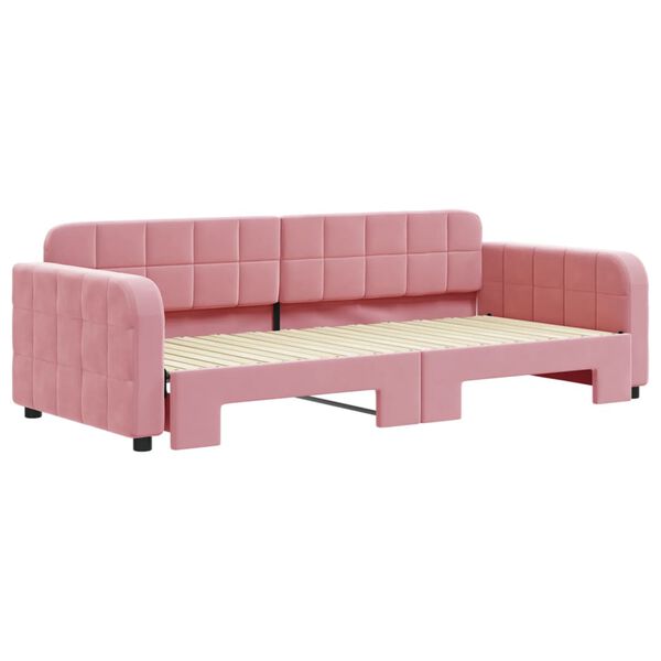 vidaXL Lit de jour avec gigogne sans matelas rose 90x200 cm