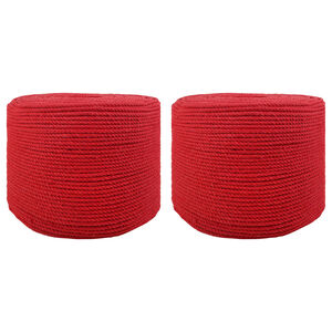 vidaXL Fil de coton 2 pc 2 mm 100 m Rouge 100% Coton