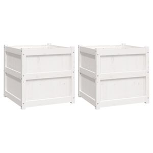 vidaXL Jardini&egrave;res 2 pcs blanc bois de pin massif