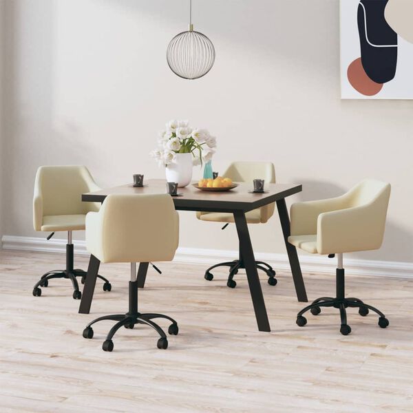 vidaXL Chaises &agrave; manger pivotantes lot de 4 Cr&egrave;me Velours