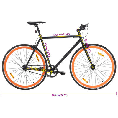 vidaXL Vélo à pignon fixe noir et orange 700c 55 cm