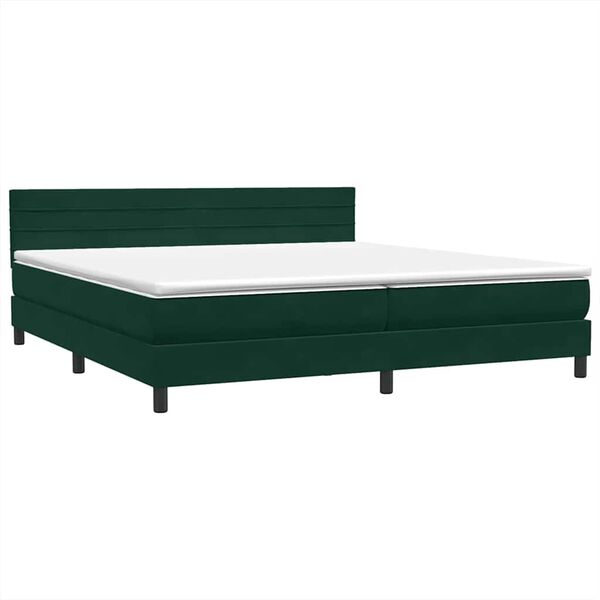 vidaXL Sommier &agrave; lattes de lit et matelas vert fonc&eacute; 180x210cm velours