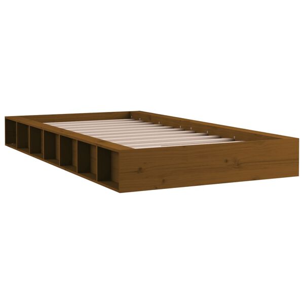 vidaXL Cadre de lit sans matelas marron miel 75x190 cm bois massif