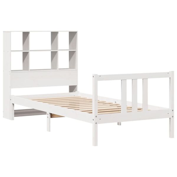 vidaXL Lit biblioth&egrave;que sans matelas blanc 90x200cm bois de pin massif
