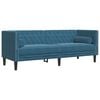 vidaXL Ensemble de canap&eacute; Chesterfield et traversins 3pcs bleu velours