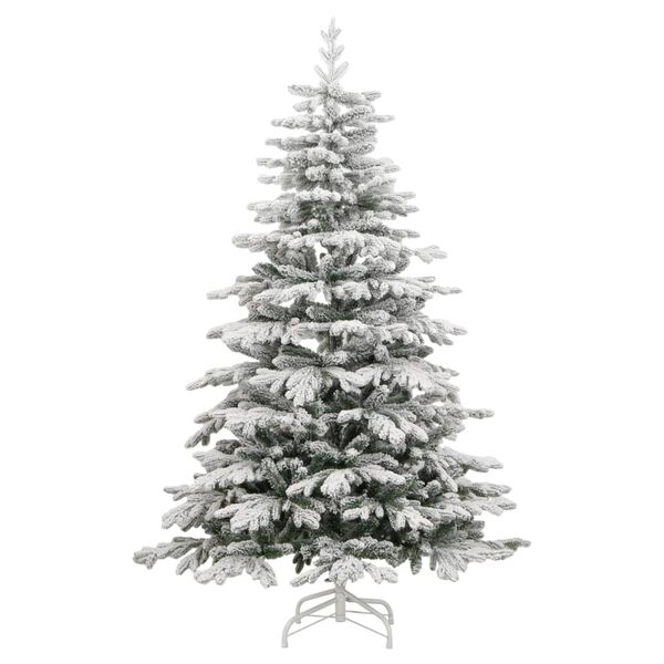 vidaXL Sapin de No&euml;l artificiel &agrave; charni&egrave;res avec neige floqu&eacute;e 210 cm