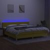 vidaXL Sommier &agrave; lattes de lit et matelas et LED Vert 200x200 cm Tissu