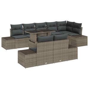 vidaXL Ensemble de canap&eacute; de jardin 9 pc Gris polyrotin