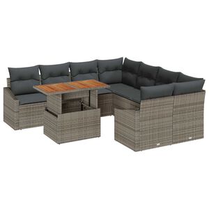 vidaXL Ensemble de canap&eacute; de jardin 9 pcs Gris Poly rotin