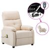 vidaXL Fauteuil &eacute;lectrique de massage cr&egrave;me tissu