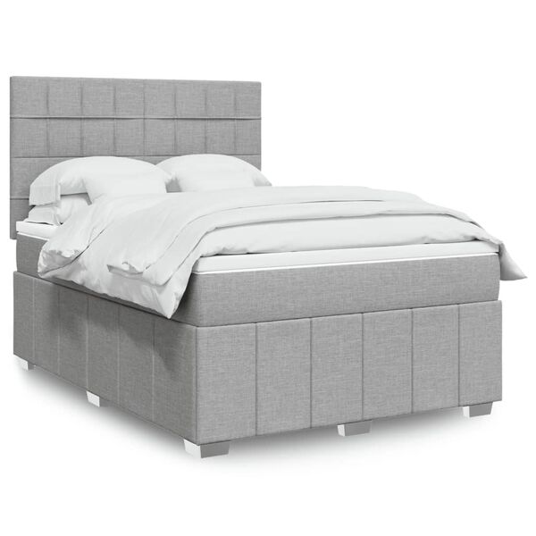vidaXL Sommier &agrave; lattes de lit avec matelas Gris clair 160x200cm Tissu