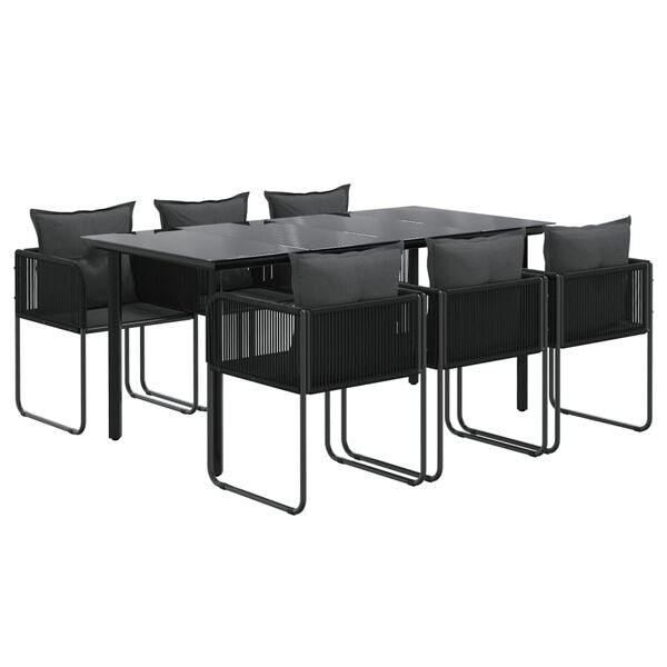vidaXL Ensemble &agrave; manger de jardin 7 pcs Noir