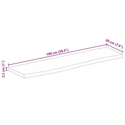 vidaXL Dessus de table à bord vivant 100x20x2,5cm bois massif manguier