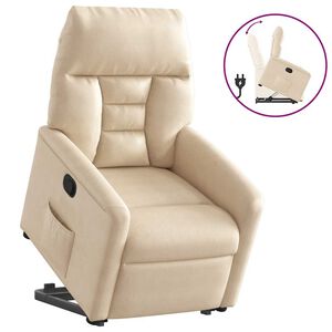 vidaXL Fauteuil inclinable cr&egrave;me tissu microfibre