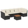 vidaXL Salon de jardin 8 pcs avec coussins noir r&eacute;sine tress&eacute;e