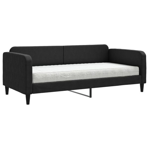 vidaXL Lit de jour avec matelas noir 90x190 cm tissu
