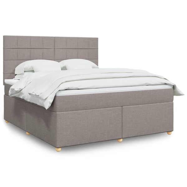 vidaXL Sommier &agrave; lattes de lit avec matelas Taupe 180x200 cm Tissu