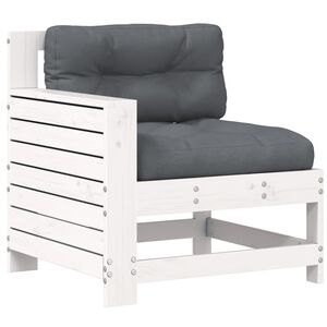 vidaXL Canap&eacute; de jardin accoudoir avec coussin blanc bois massif pin
