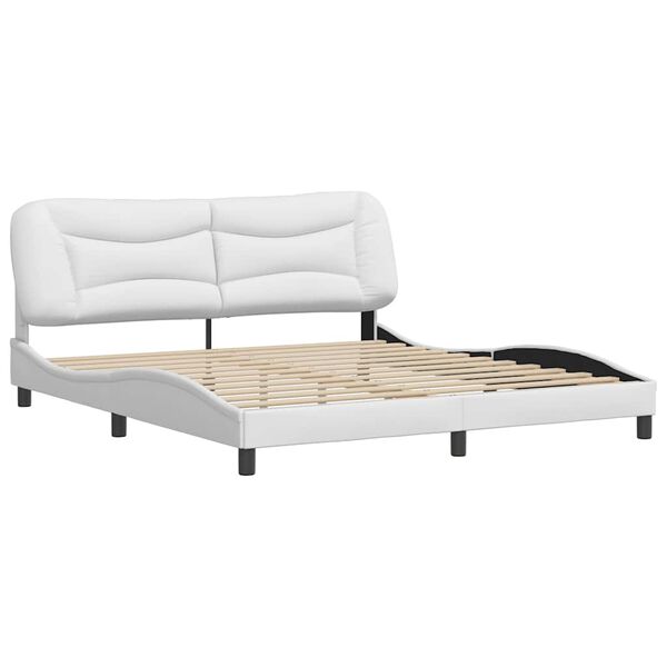 vidaXL Cadre de lit sans matelas Hvar blanc 180x200 cm similicuir