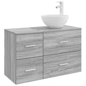 vidaXL Ensemble de mobilier de salle de bain 2 pc Sonoma gris