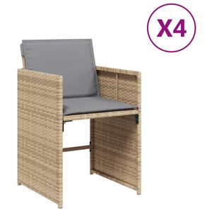 vidaXL Chaises de jardin avec coussins lot de 4 m&eacute;lange beige