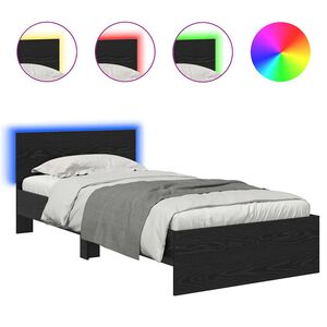 vidaXL Cadre de lit Ch&ecirc;ne noir 90 x 200 cm Bois d'ing&eacute;nierie