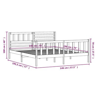 vidaXL Cadre de lit Bois massif 140x190 cm