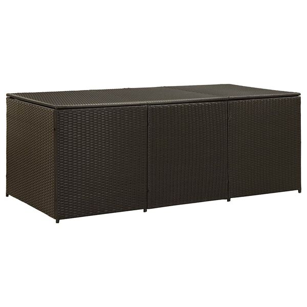 vidaXL Boîte de rangement de jardin résine tressée 180x90x70 cm marron