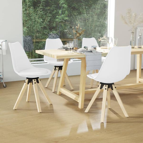 vidaXL Chaises pivotantes &agrave; manger lot de 4 blanc PP