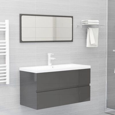 vidaXL Ensemble de meubles de salle de bain 2 pcs Gris brillant