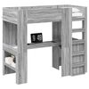 vidaXL Cadre de lit superpos&eacute; avec bureau Gris Sonoma 90 x 190 cm