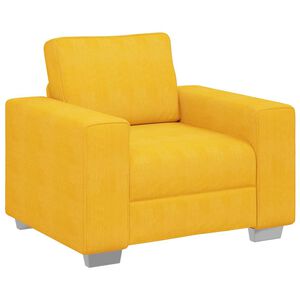 vidaXL Fauteuil/canap&eacute; jaune clair 100x77x82 cm en tissu velours c&ocirc;tel&eacute;