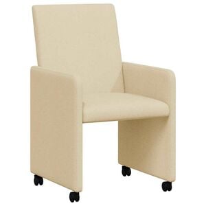 vidaXL Chaises de Salle &agrave; Manger avec Roues 2 pc tissu Cr&egrave;me
