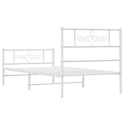 vidaXL Cadre de lit métal sans matelas et pied de lit blanc 100x190 cm