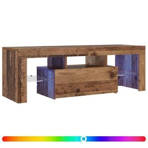vidaXL Meuble TV avec lumi&egrave;res LED vieux bois bois d'ing&eacute;nierie