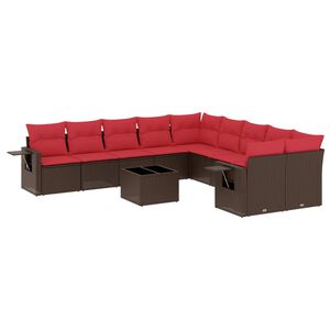vidaXL Ensemble de canap&eacute; de jardin 11 pcs avec coussins marron