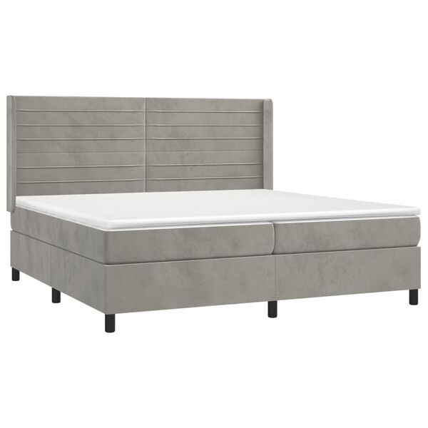vidaXL Sommier &agrave; lattes de lit et matelas Gris clair 200x200cm Velours
